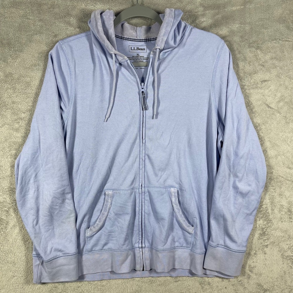 L.L. Bean Full Zip Hoodie Women XL Blue French Terry Cotton‎ Blend 269819